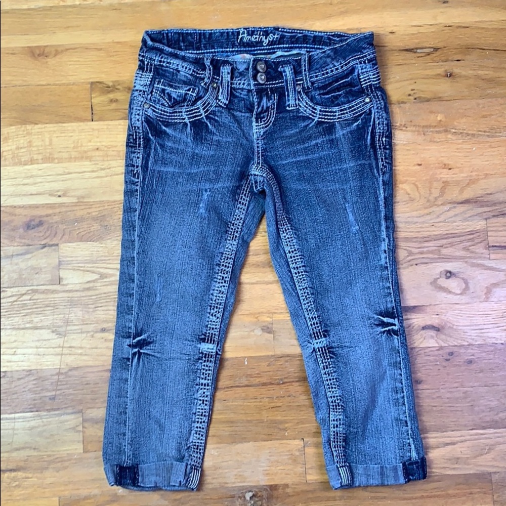 AMETHYST CROP CAPRI CUFF BLUE JEANS Size 0 Junior
